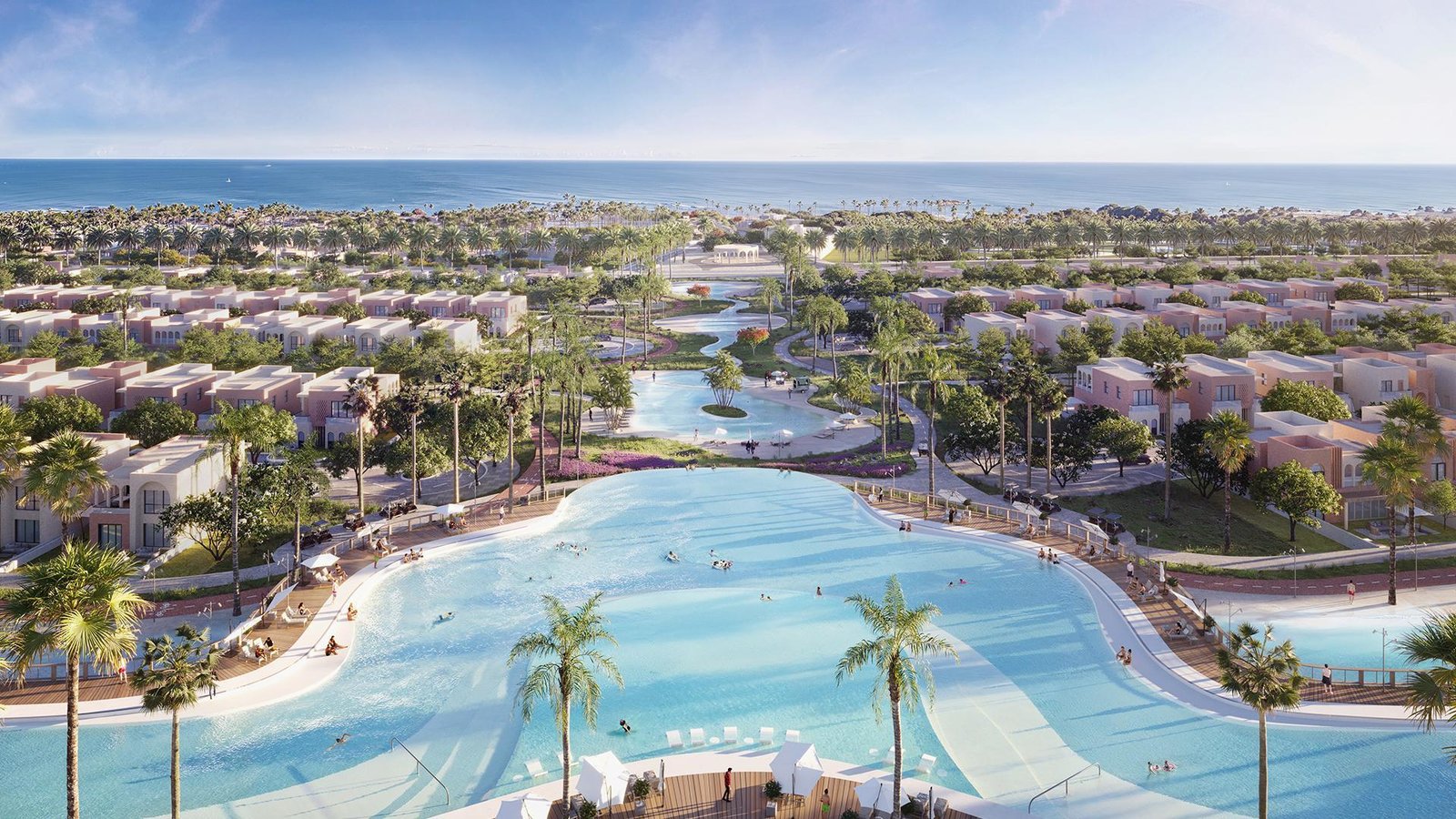 Slider image of Botanica Town at Ogami showcasing walkable coastal living, lush landscapes, and modern residences in North Coast Egypt’s newest luxury community.